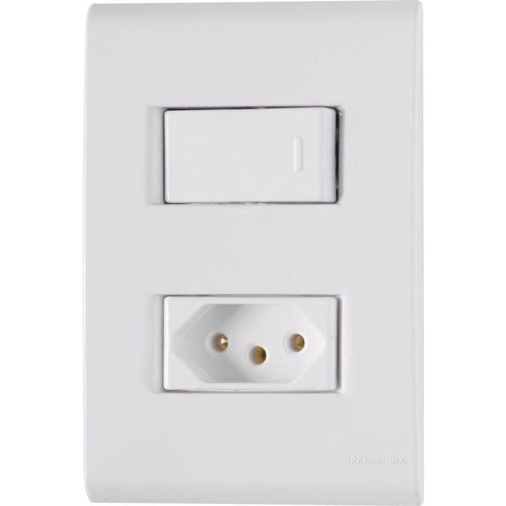 Conjunto 4 X 2 1 Interruptor Simples250v/ 10a + 1 Tomada 2p + T250v/ 10a - Tramontina