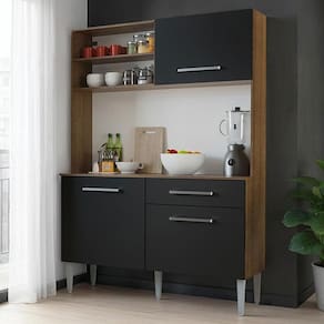 Cozinha Completa Compacta 120cm Life Rústico Preto Madesa