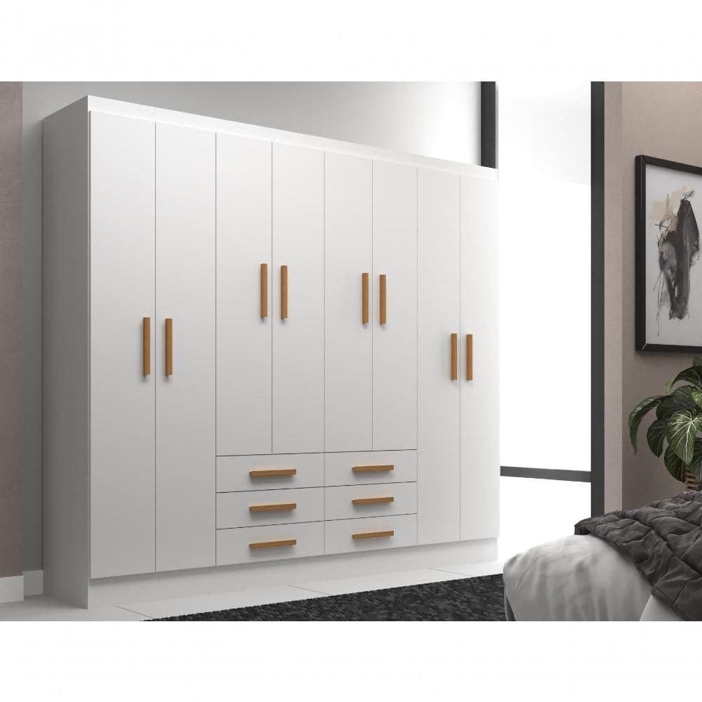 Guarda Roupas Paris 8 Portas 6 Gavetas - Branco Branco