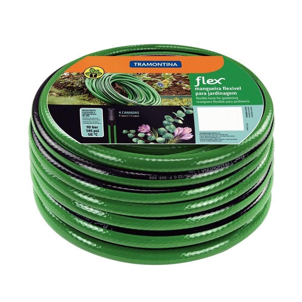 Mangueira Flex Para Jardim Tramontina Verde Com Faixa Preta Em Pvc 4 Camadas 15 M Tramontina