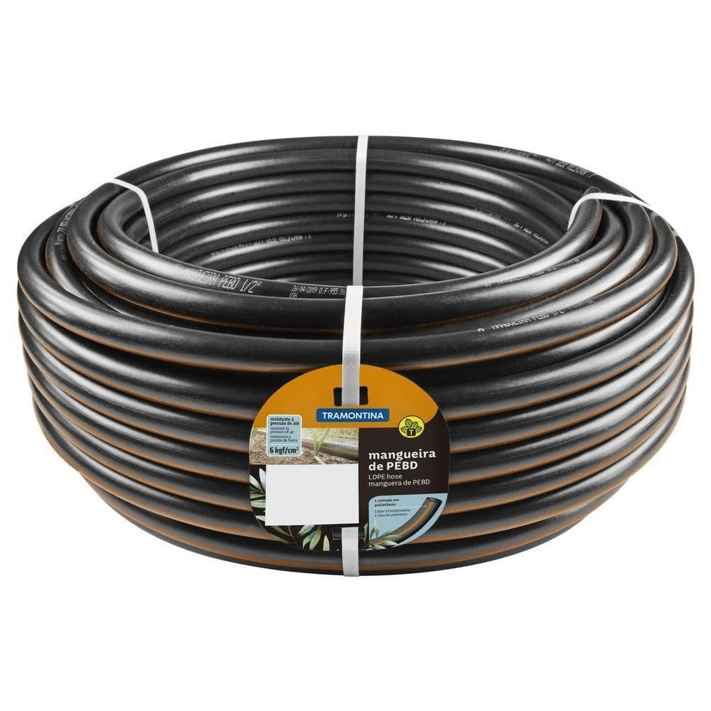 Mangueira Para Irrigação 3/4" Tramontina Preta Em Pebd 1 Camada 100 M - 2,0 Mm