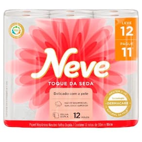 Papel Higiênico Folha Dupla 30m Com 12 Rolos Neve