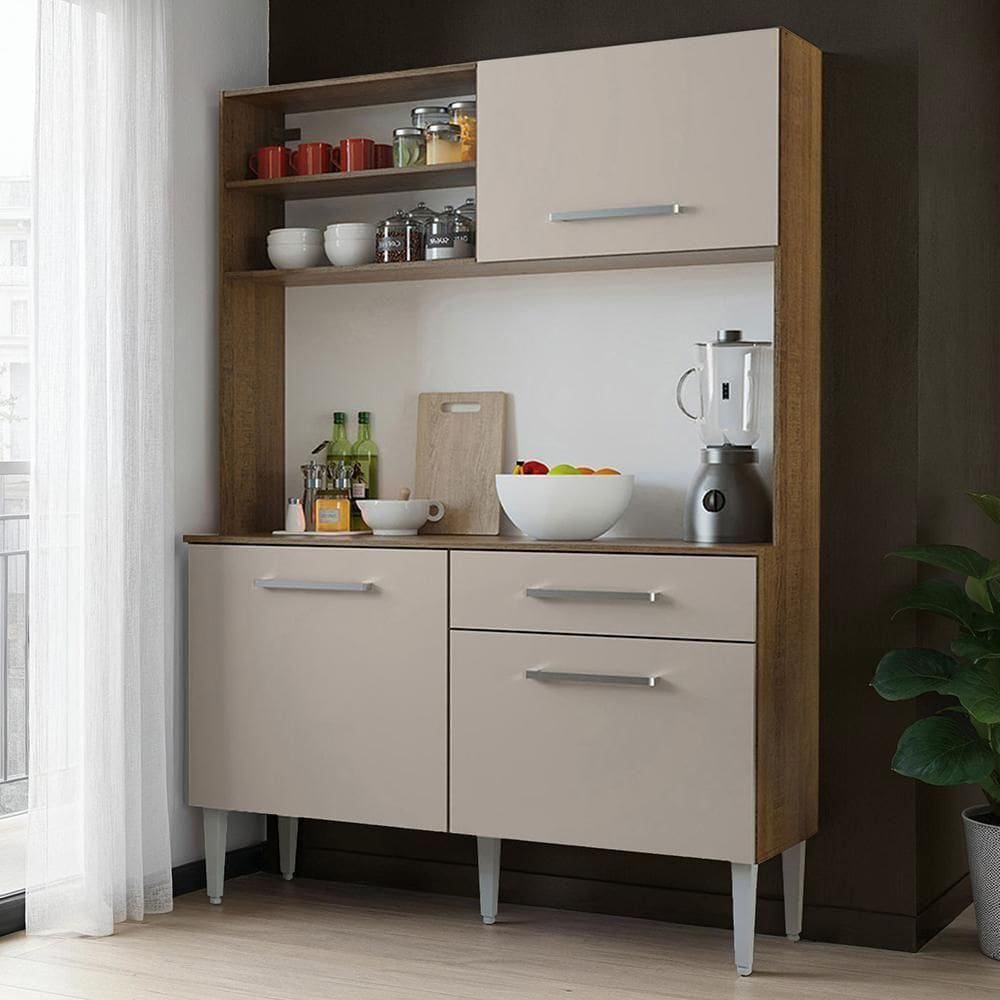 Kit Cozinha Compacta 120cm Rustic Crema Life Madesa