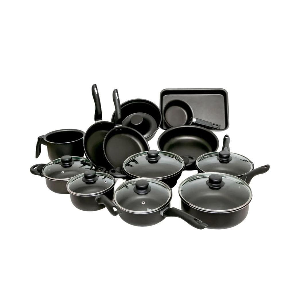 Conjunto Panelas Antiaderente Com Tampa De Vidro 13 Peças - Preto