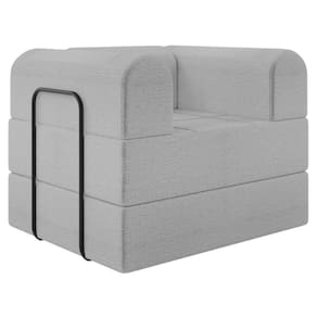 Poltrona Decorativa 90 cm Pes Metal Monaco Linho Cinza Milani Store