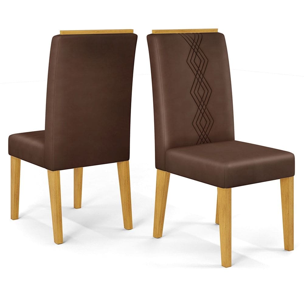 Kit 2 Cadeiras De Jantar Estofadas Yasmin Veludo Moca Cedro Dj Moveis