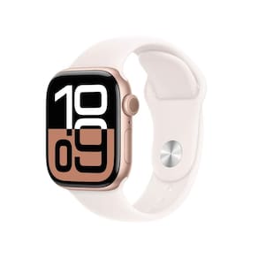 Apple Watch Series 10 GPS + Cellular • Caixa cor de ouro rosa de alumínio – 42 mm • Pulseira esportiva blush-clara – M/G