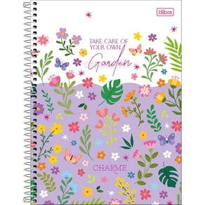 Caderno Espiral Grande Univ. Flores 10 Matérias Charme Floral 160 Folhas - Tilibra
