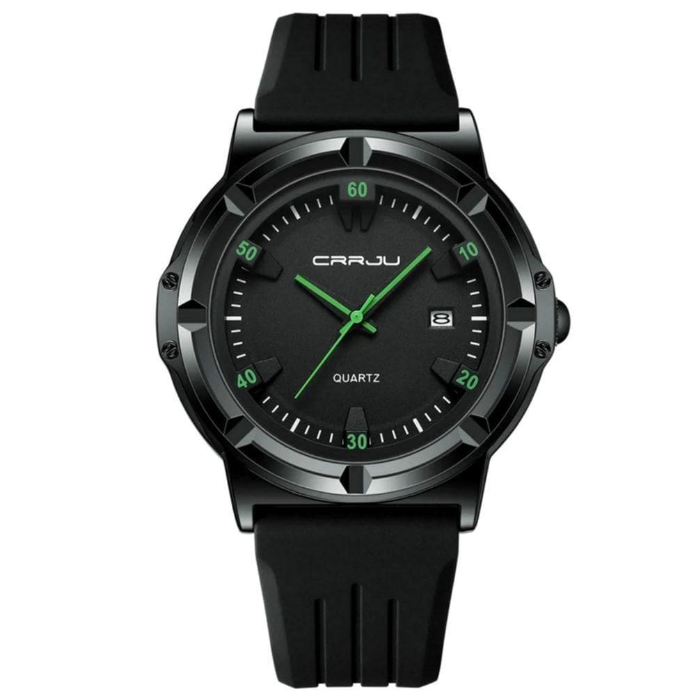 Relógio Masculino Casual De Quartzo Analógico Pulseira De Silicone à Prova D`água Verde