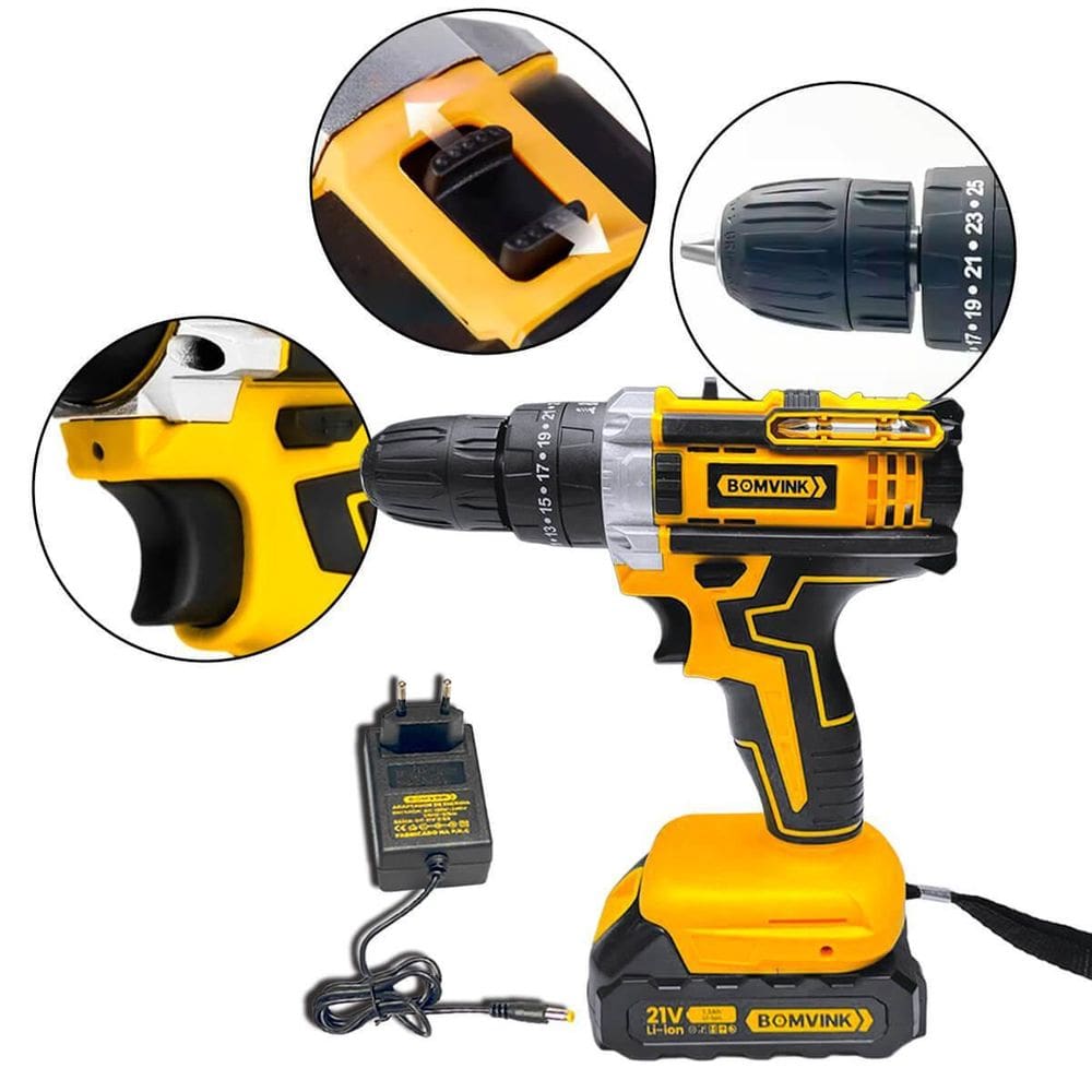 Parafusadeira Furadeira 21V Profissional Led Mandril 10Mm