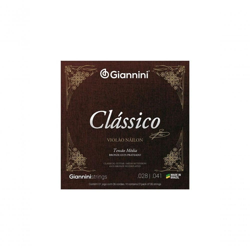 Encordoamento Para Violão Nylon 65-35 Tensão Média Bronze Prateado Genwpm