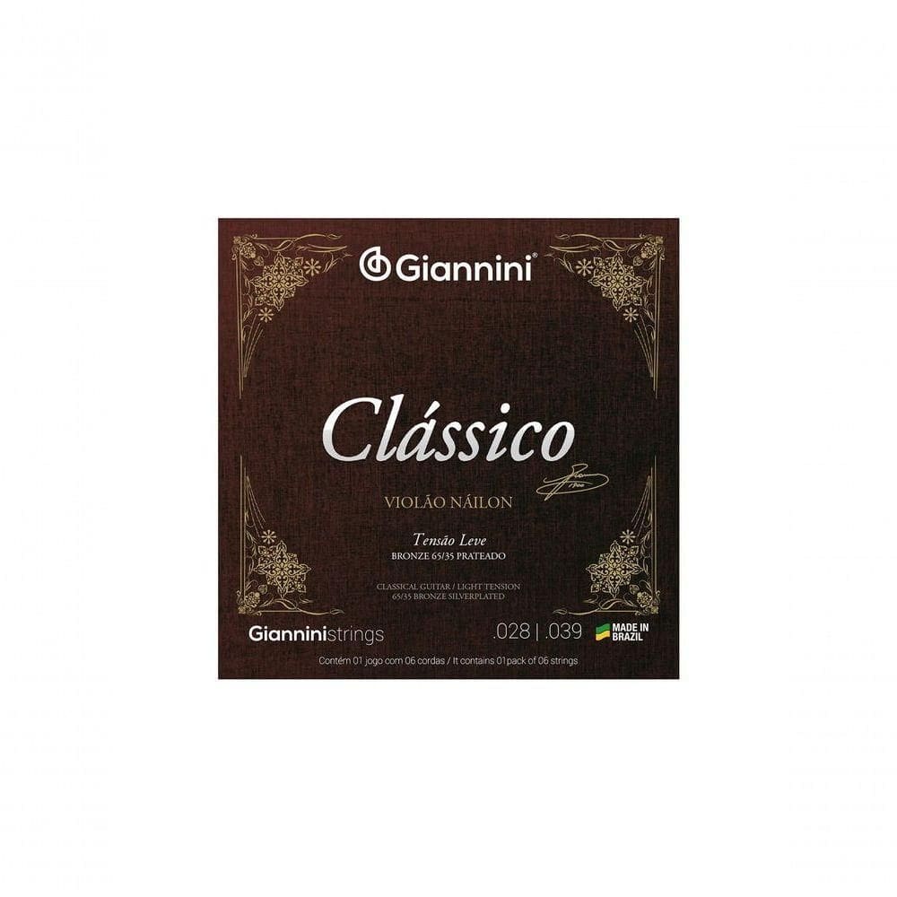 Encordoamento Para Violão Nylon 65-35 Tensão Leve Bronze Prateado Genwpl