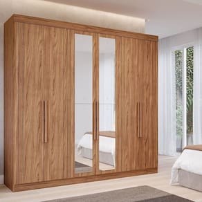 Guarda-Roupa Casal 6 Portas com 4 Espelhos e 6 Gavetas 234cm 100% MDF Boston Espresso Móveis