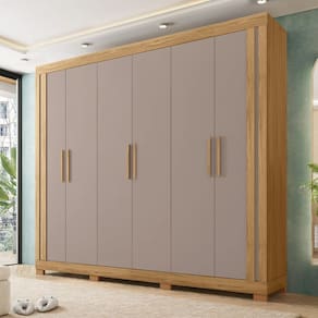 Guarda-roupa Casal 5 Portas 2 Gavetas Eden Lamina Mel/Cacao