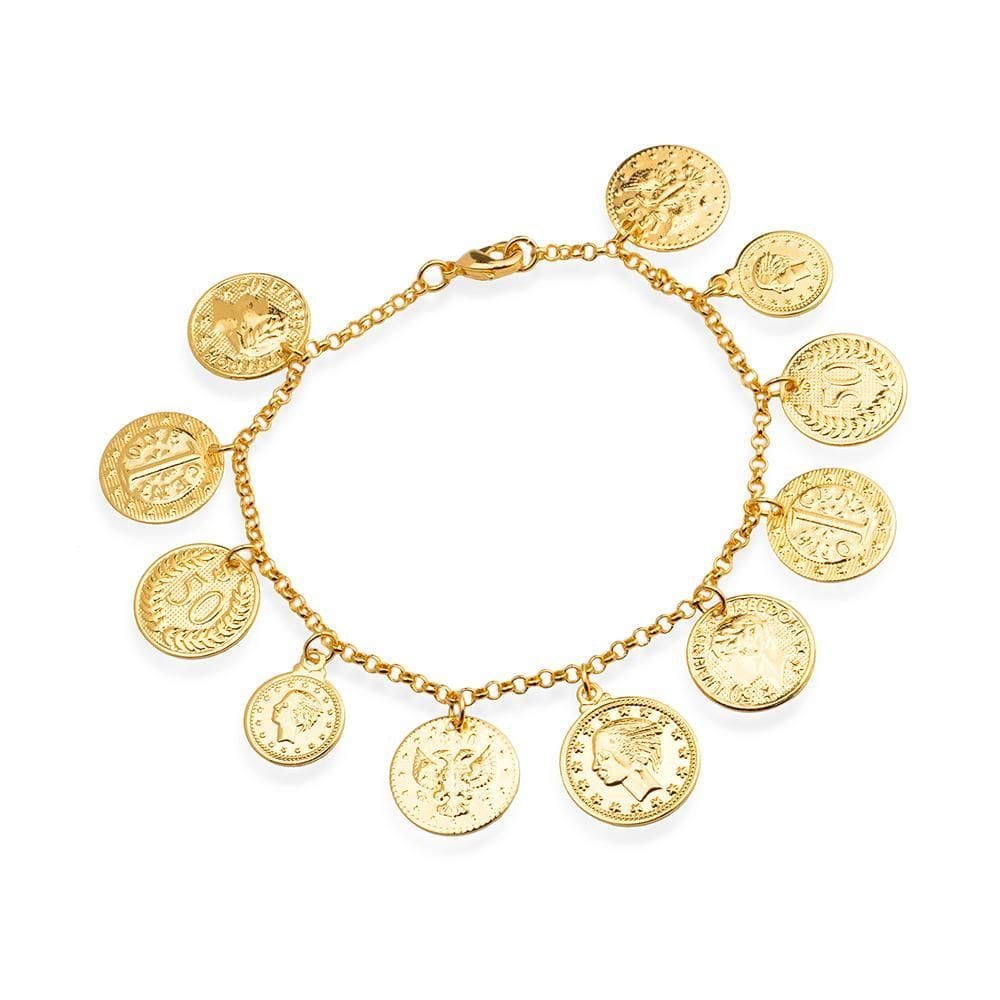 Pulseira Dourada De Moedas Antigas