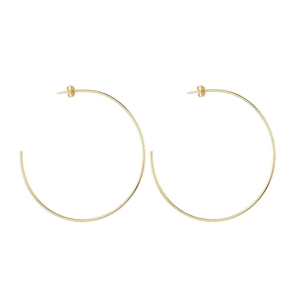 Brinco Dourado De Argola Fina Lisa Grande