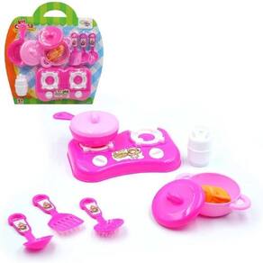 Kit Cozinha Infantil Rosa Com Fogão, Panelas E Utensílios