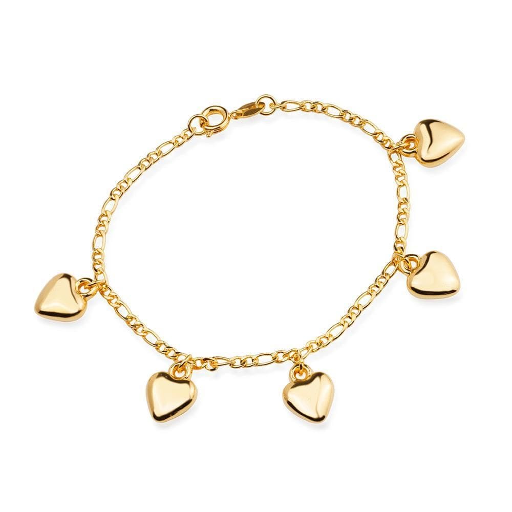Pulseira Dourada Com Pingentes De Coração