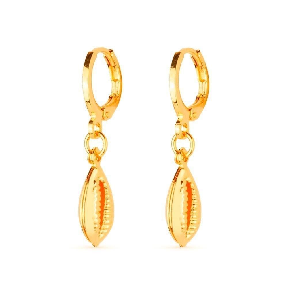 Brinco Dourado De Argolinha Com Búzios