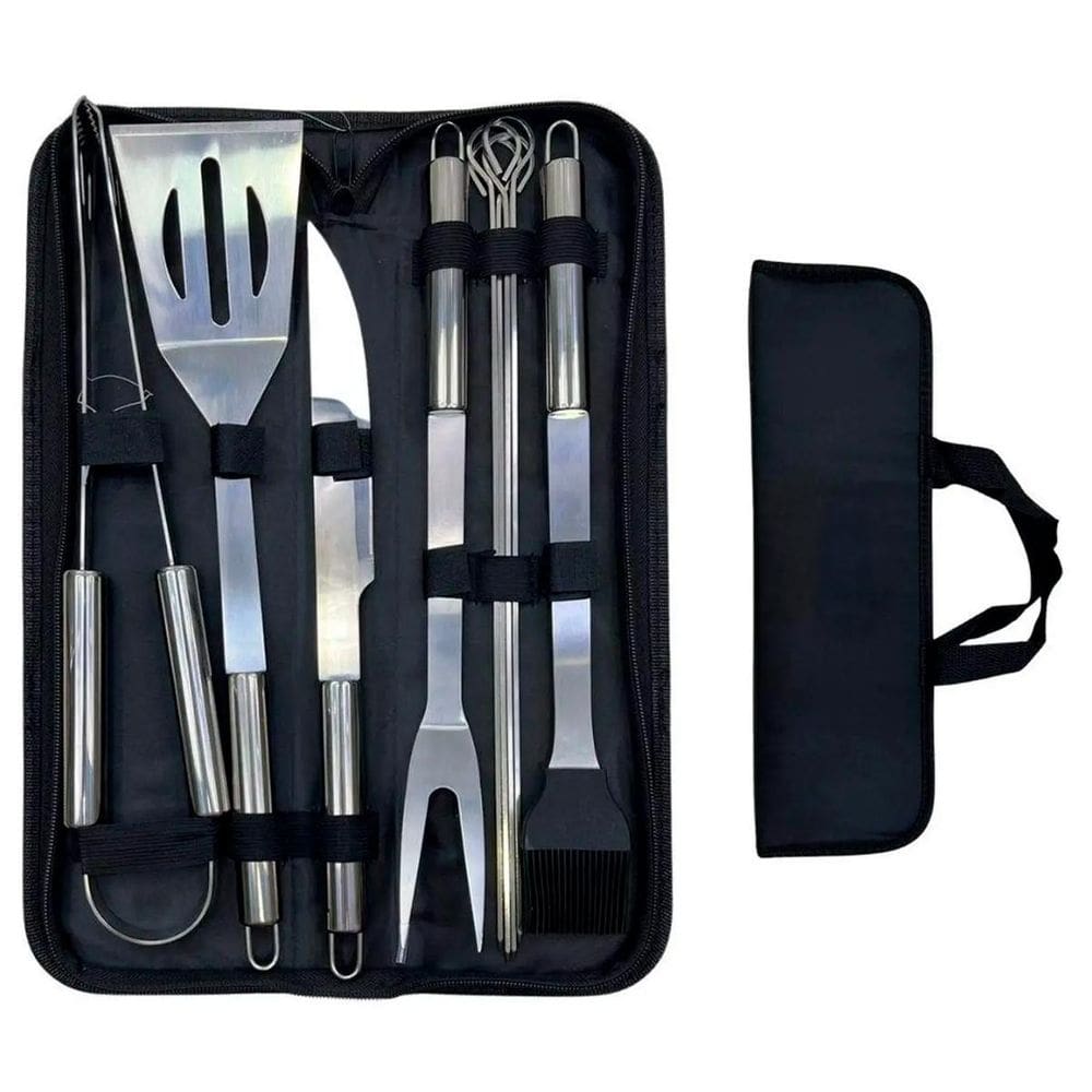 Kit Churrasco Reforçado Em Inox Para Cozinha Moderna