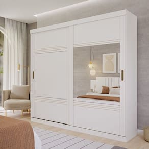 Guarda-Roupa Casal 2 Portas de Correr 2 Espelhos 243cm 100% MDF Marsala Espresso Móveis