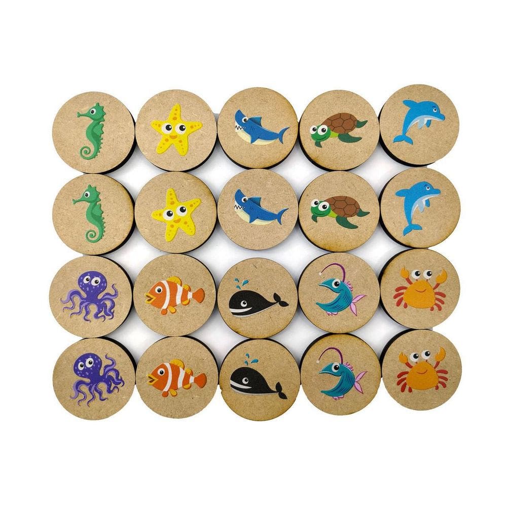 Jogo Da Memória Fundo Do Mar Brinquedo Educativo Em Madeira