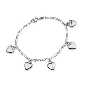 Pulseira Prateada Com Pingentes De Coração
