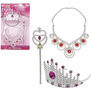 Kit Acessórios Princesa Com Coroa, Varinha E Colar Luxo