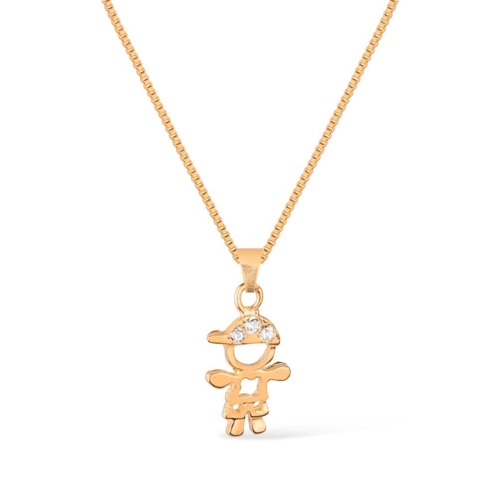 Colar Dourado Filho Com Zircônia