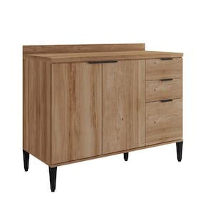 Balcão de Cozinha Miami 1200mm 2 Portas 3 Gavetas Com Tampo Carraro Freijó