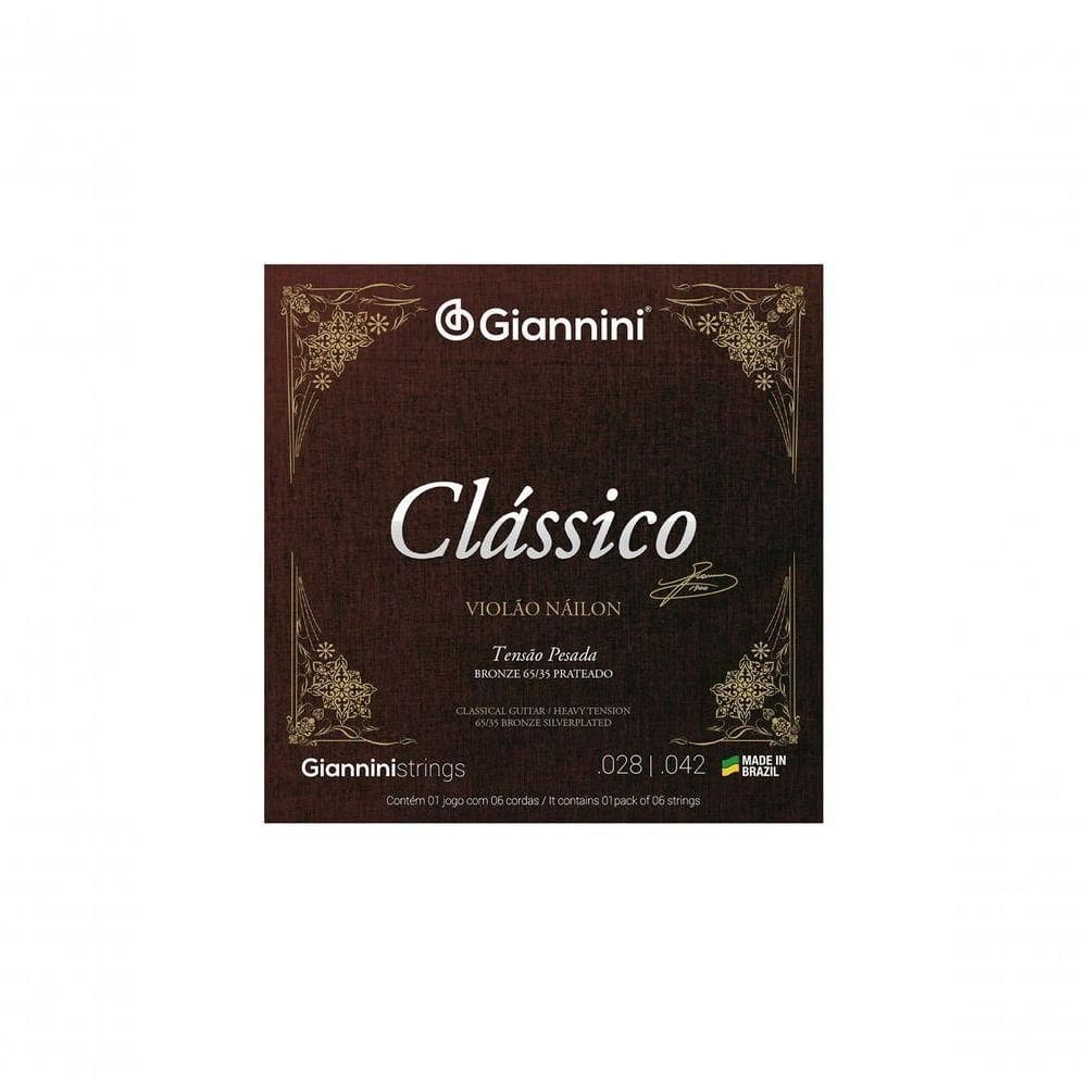 Encordoamento Para Violão Nylon 65-35 Tensão Pesada Bronze Prateado Genwpa