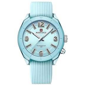 Relógio De Pulso Feminino Quartzo Pulseira Silicone à Prova D´água Casual Analógico Azul Claro