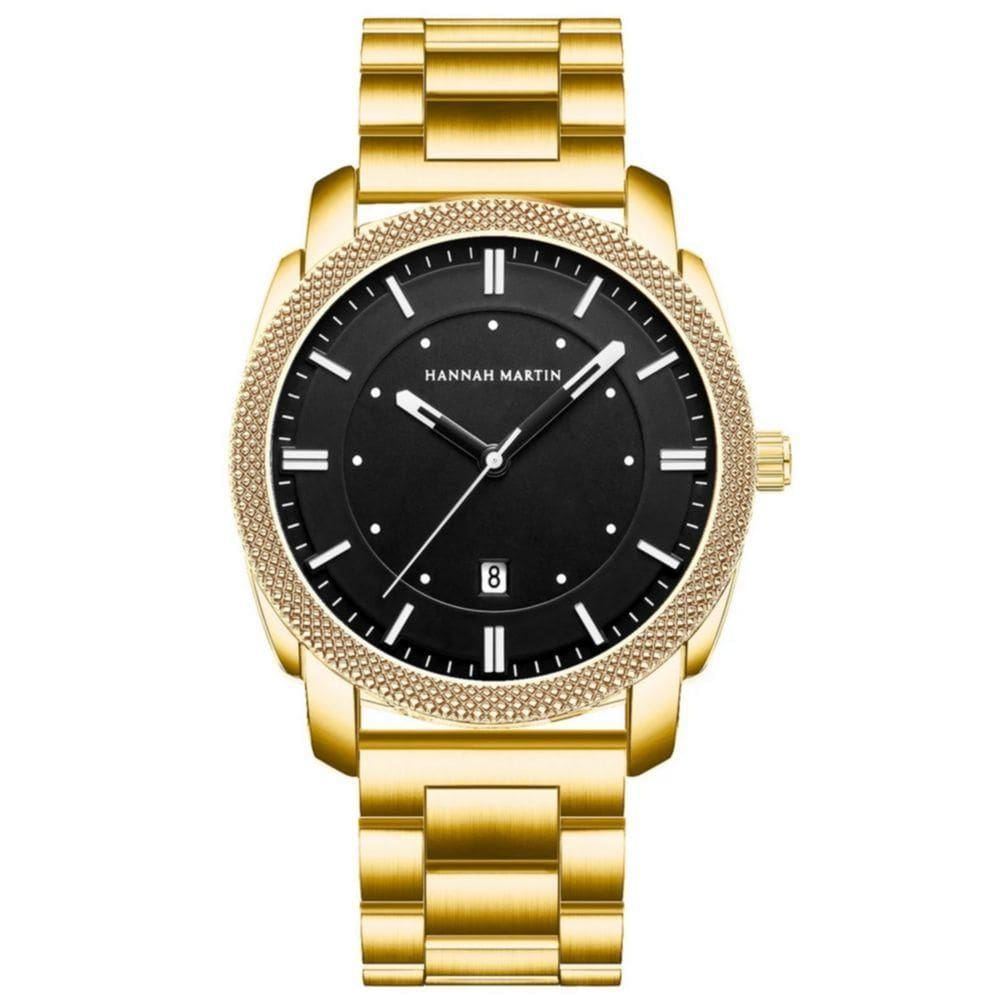 Relógio Quartzo Impermeável De Aço Inoxidável Masculino Esportivo Estilo Casual Dourado
