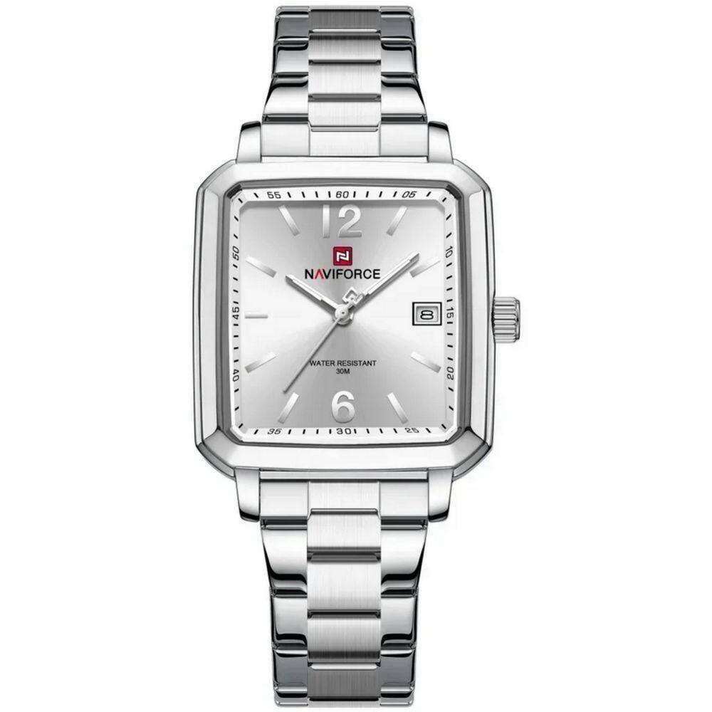 Relógio Masculino Design Quadrado Casual Esportivo De Quartzo Impermeavel Branco Prata