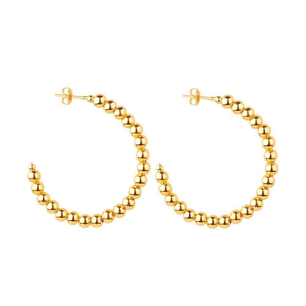 Brinco Dourado De Argola Cravejado De Bolas