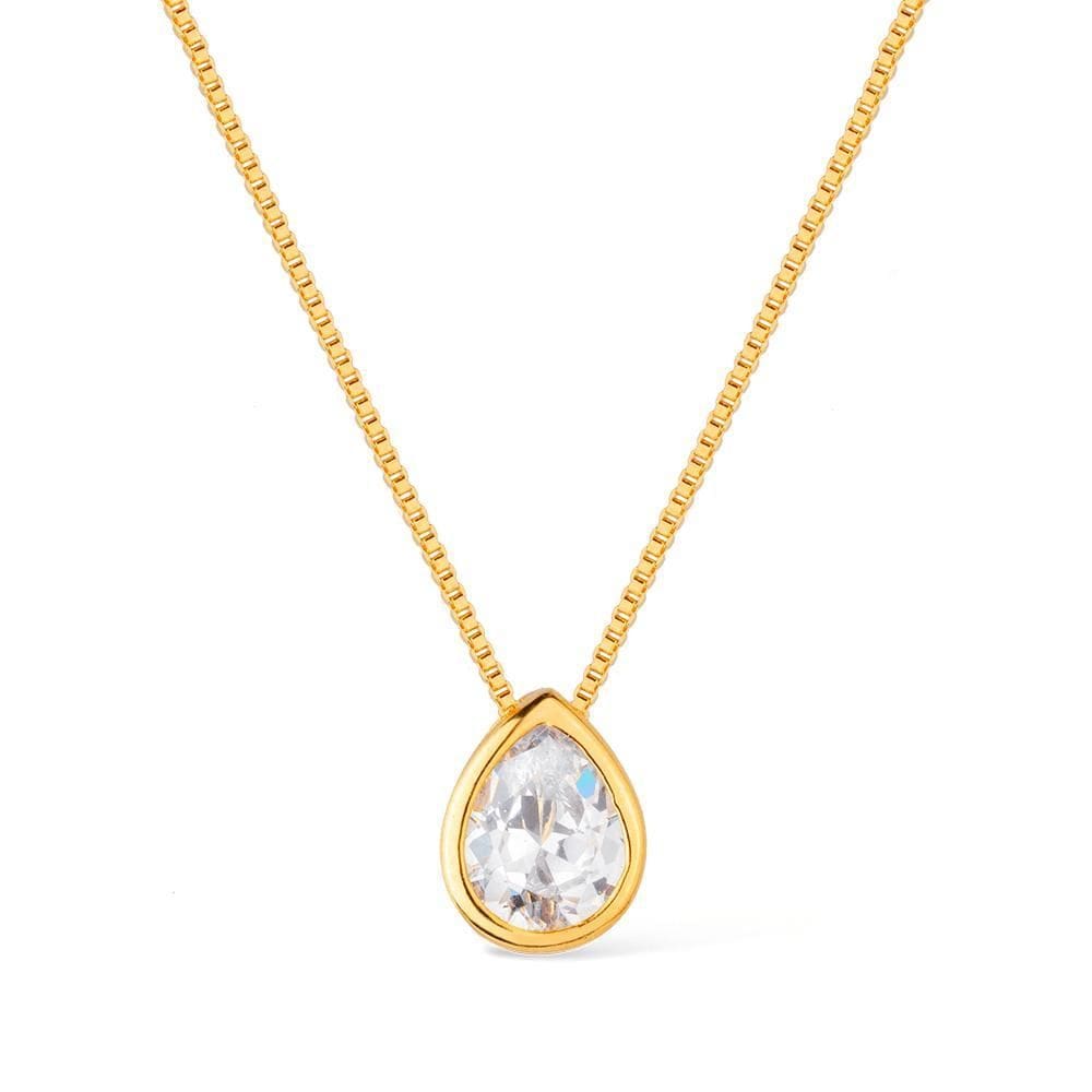 Colar Dourado De Gota Em Zircônia