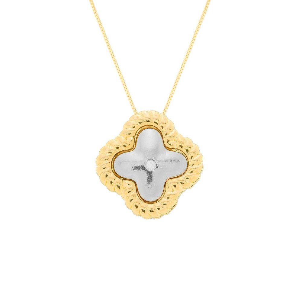 Colar Dourado E Prateado De Flor