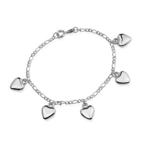 Pulseira Prateada Com Pingentes De Coração