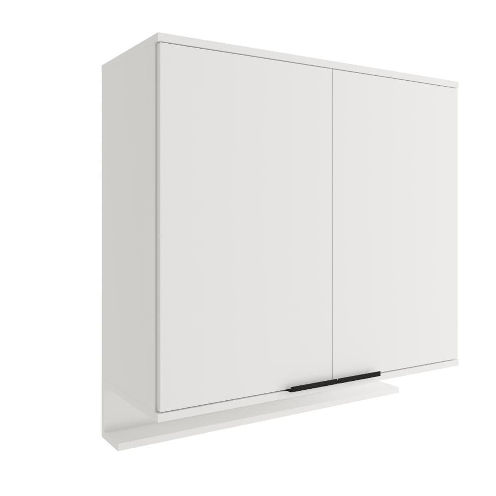 Armário Aéreo de Cozinha Miami 800mm 2 Portas c Porta Temperos Carraro Branco