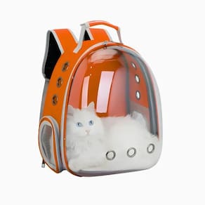 Mochila Pet Laranja Panorâmica Astronauta Cachorro Gato Cão