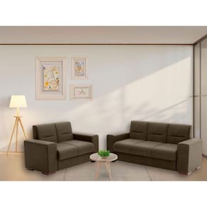 Conjunto Sofá Sol Milenio 3 E 2 Lugares Sol Estofados Marrom