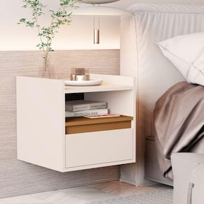 Mesa Cabeceira Suspensa Quarto Minerva Off White Nature