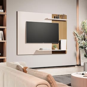 Painel Sala Suspenso Para Até 55 Polegadas Menfis Off White Ripado