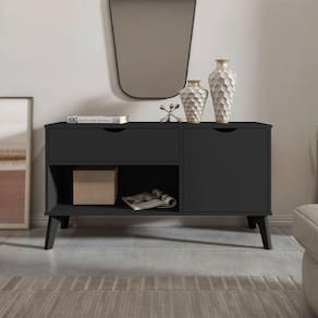 Rack Aparador Com Porta E Gaveta Premium London Preto