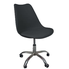 Cadeira Office Base Cromada Com Rodizio Giratória Saarinen Preto