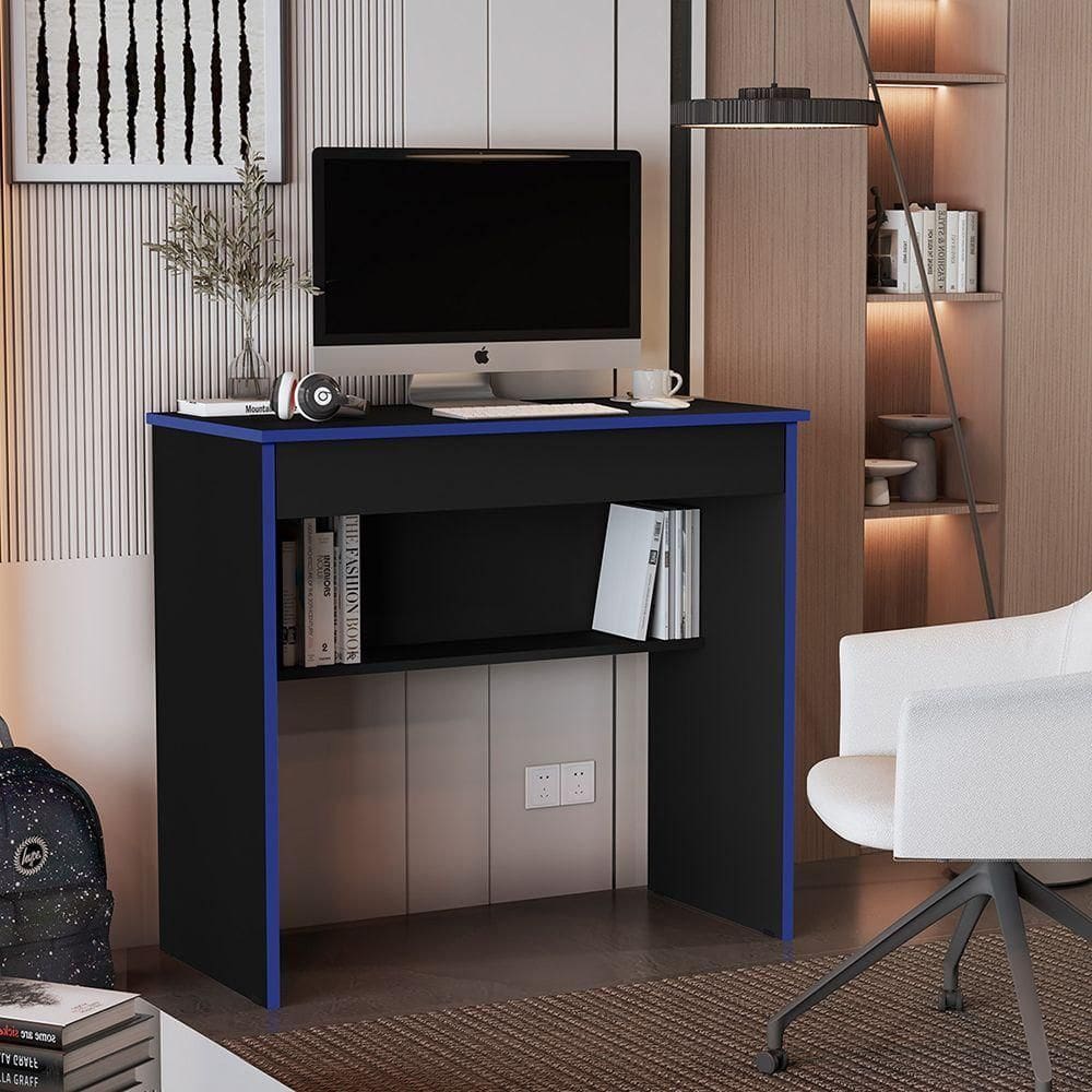 Mesa Escrivaninha Estudo Vitória Preto E Azul