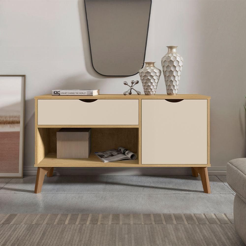 Rack Aparador Com Porta E Gaveta Premium London Cinamomo
