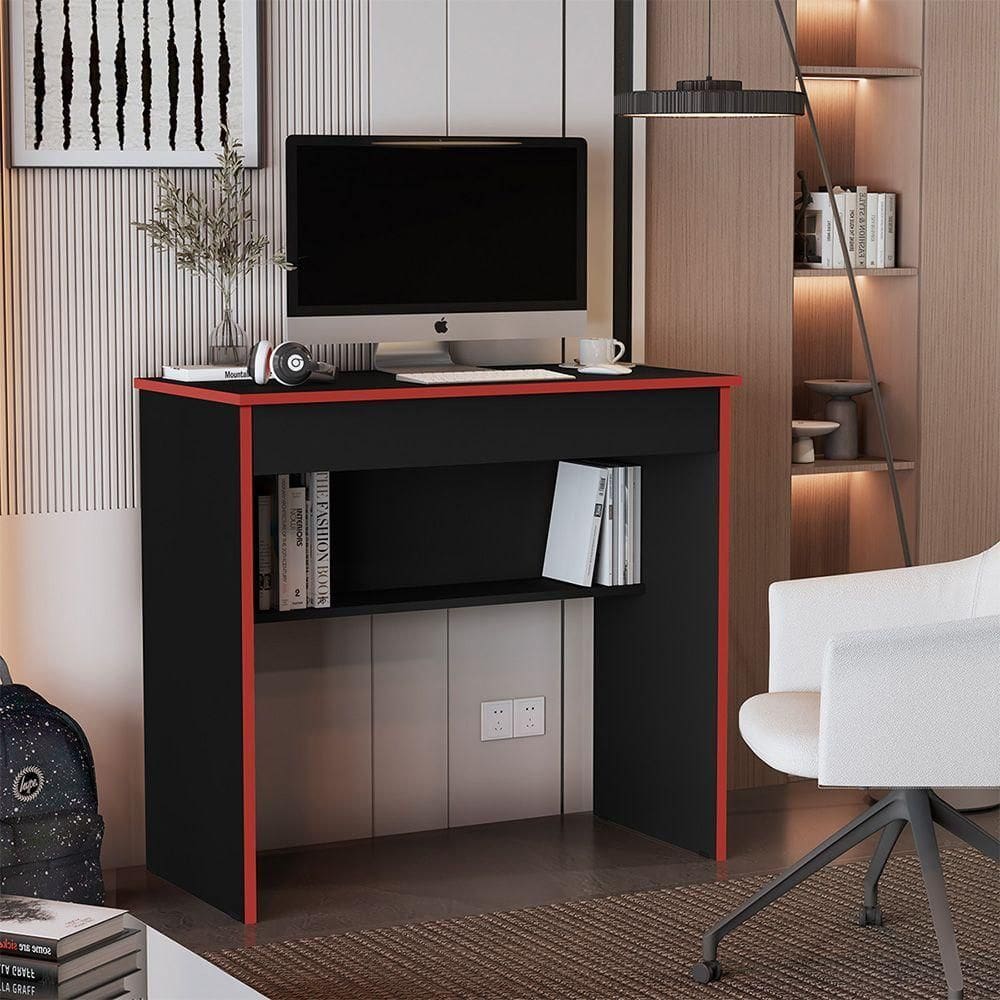 Mesa Escrivaninha Estudo Vitória Preto E Vermelho