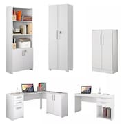 Conjunto Para Escritório 2 Mesas 2 Armários Altos 1 Armário Baixo Notável Móveis