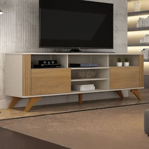 Rack para TV Até 65 Polegadas Mariana 2 Portas Off White/Cinamomo - Valdemóveis